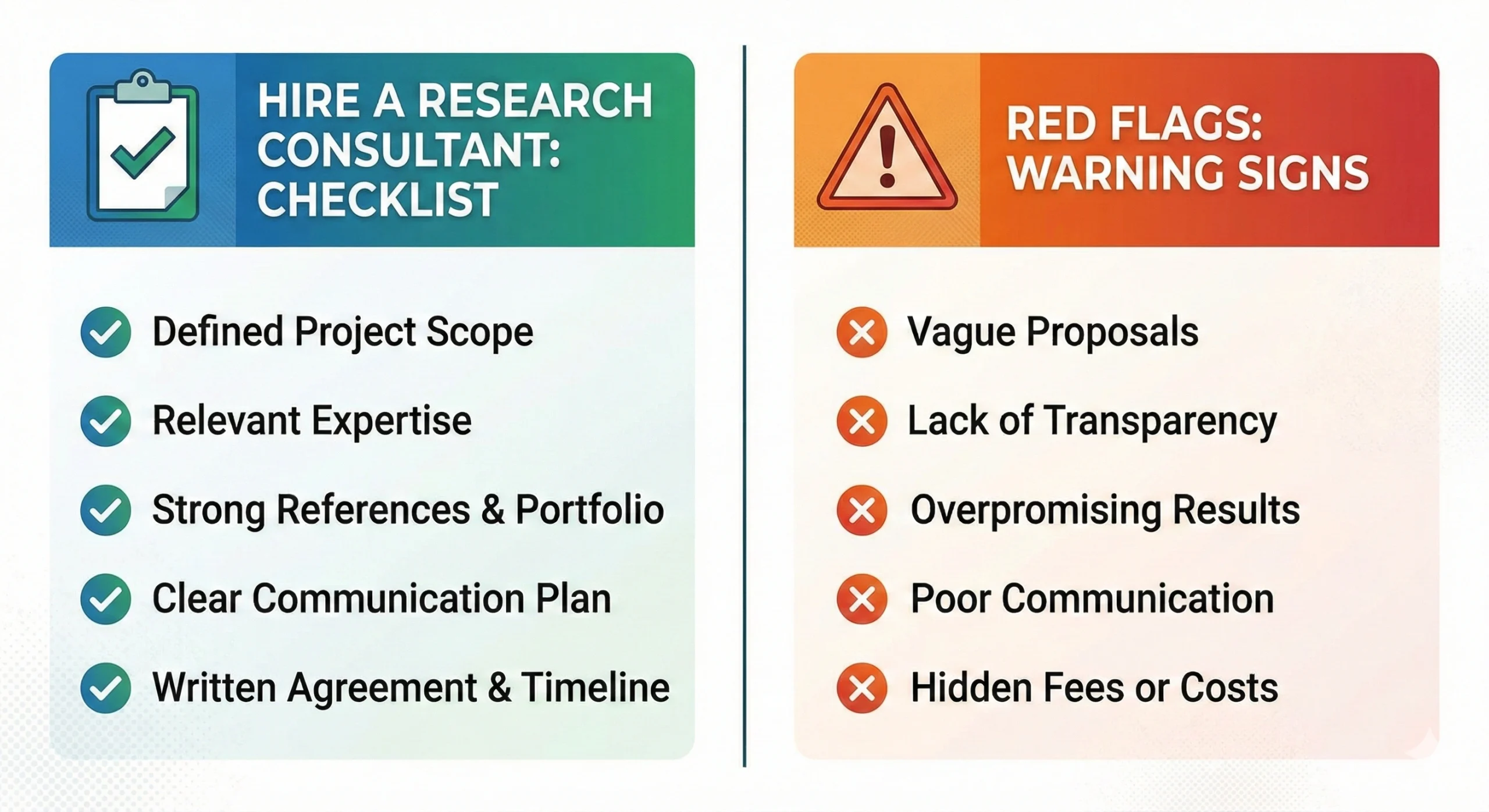 How to hire a research consultant: checklist + red flags?