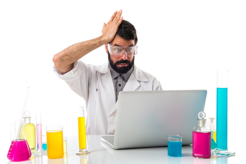 Scientist man having doubts